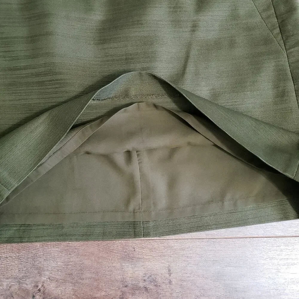 Ann Taylor Space-dyed‎ Striped Pencil Zip Green Lined Mini Skirt Women's